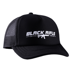 Black Rifle AR Foam Trucker Hat - Black with White Logo Front