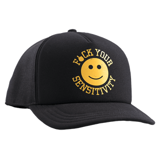 F*ck Your Sensitivy Foam Trucker Hat - Black & Yellow Front