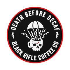 military patches - Black Rifle Coffee Company ParaMug Death Before Decaf PVC Patch Front
