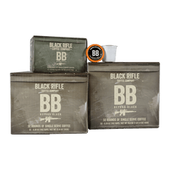 Darkk roast coffee pods - Black Rifle Coffee Company Beyond Black single serve coffee cups group